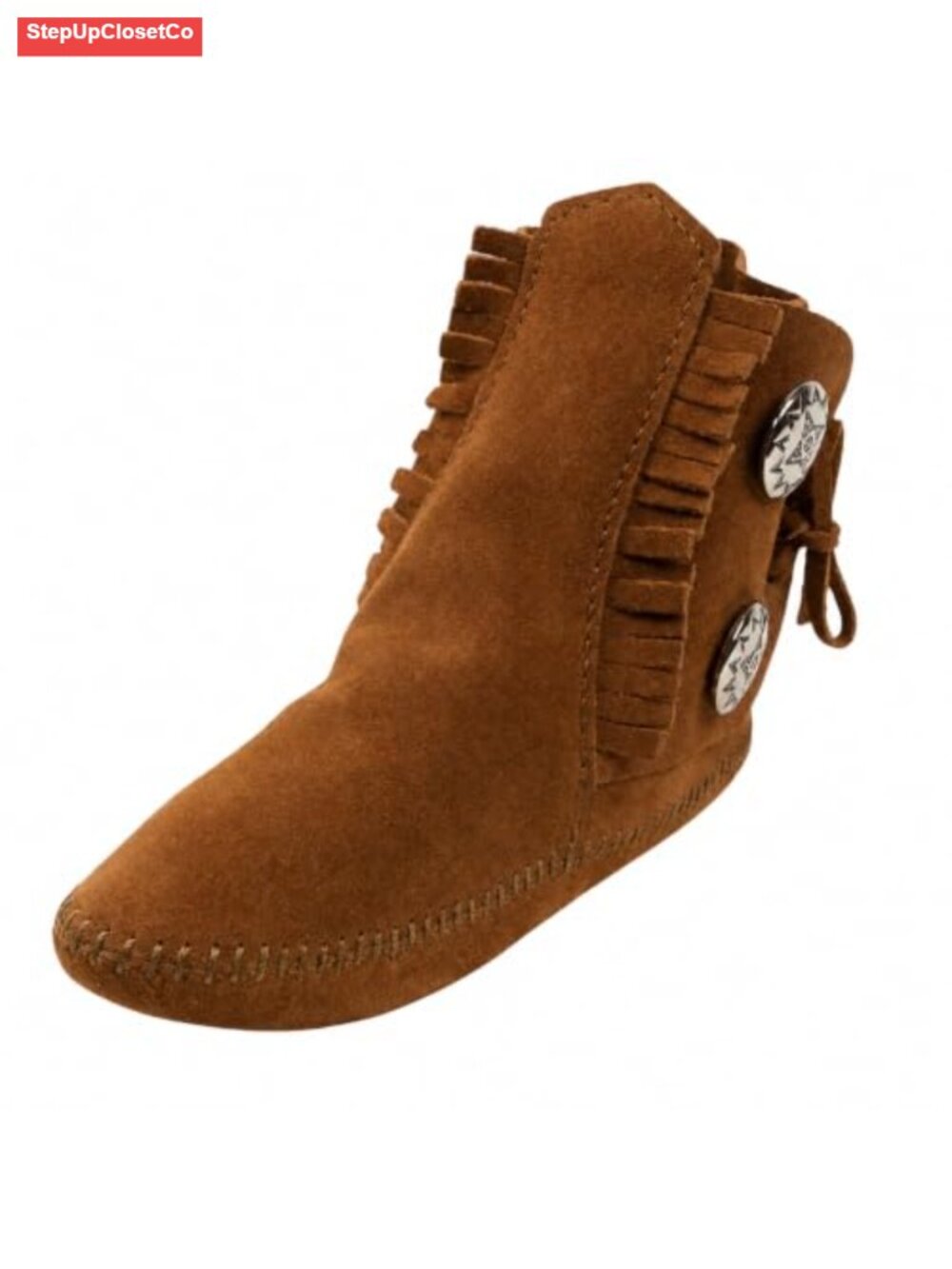 Women's Leather Ankle Boot Two Button Softsole Suede Bootie